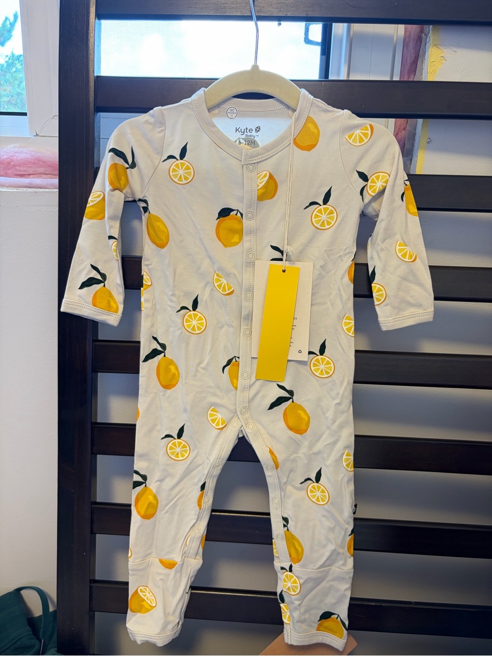Kyte BABY Cream Lemon Print Organic Cotton Footie